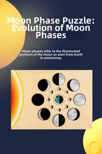 Educational wooden moon phase puzzle showing astronomical cycles and lunar changes