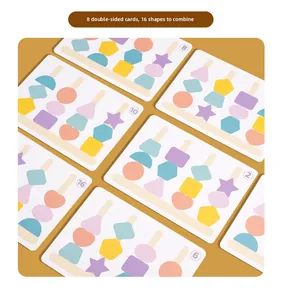 Eight double-sided Montessori geometric pattern cards for shape and color matching puzzles