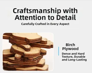Detail of laser-cut basswood hand-shaped puzzle blocks with multi-layered wood texture