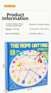Rope Challenge puzzle board dimensions and packaging details showing toy size and weight