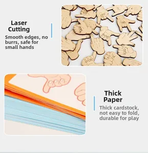 Detail of laser-cut wooden puzzle pieces with smooth edges and thick cardboard cards