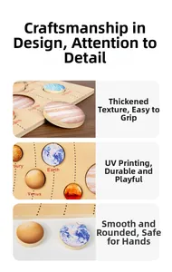 Detail showing thick wooden pieces with UV printing and rounded edges for safety