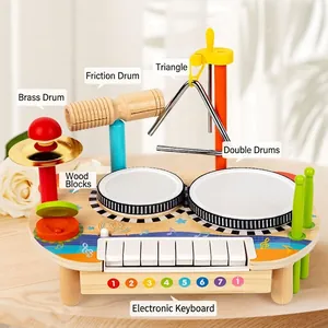 Multifunctional wooden drum kit and xylophone musical toy set for children's music education