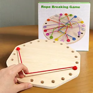 Octagonal wooden rope breaking puzzle game for kids to improve logic and focus