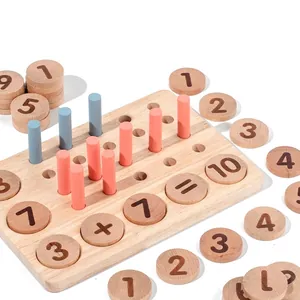 Tableau de Comptage Numérique en Bois Montessori Jouet Éducatif de Mathématiques Ensemble Enfants Addition Soustraction Apprentissage