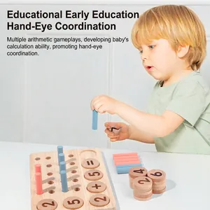 Jeu éducatif de mathématiques en bois avec chevilles rouges et bleues pour enfants