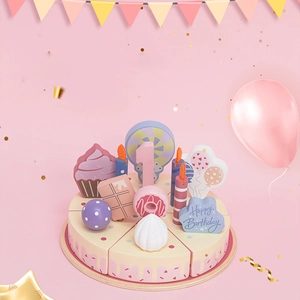 Holz Geburtstagstorte Spielzeugset Kinder Rollenspiel Küche Essen Spielzeug Kerzen Zahlen Macaron Farbe Lernspielzeug