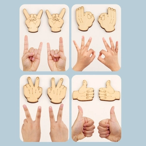 Wooden Montessori gesture matching puzzle blocks for preschool early education and learning