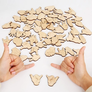 Educational Montessori wooden hand gesture puzzle blocks for kids learning and play