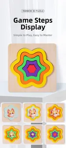 Step-by-step assembly of the colorful wooden 3D rainbow flower puzzle for toddlers