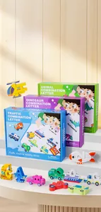 Macro view of educational alphabet blocks transforming into 3D toy animal models