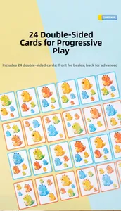 Detailed view of 24 double-sided dinosaur learning cards for kids cognitive development