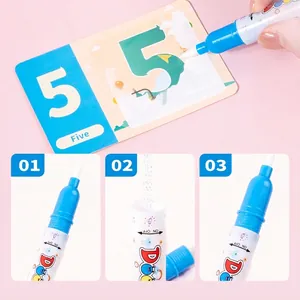 Reusable magic water coloring cards set for toddlers with numbers and water pen