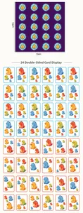 Detailed grid view of 24 double-sided dinosaur educational cards measuring 13cm x 13cm