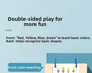 Detailed view of double-sided wooden educational toy for color and shape matching games
