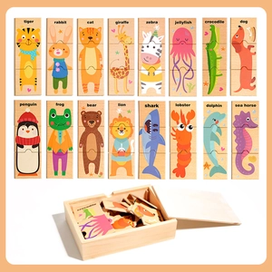 Puzzle en bois pour enfants avec 16 animaux et boîte de rangement pour l'éveil éducatif