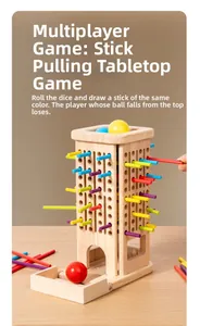 Educational wooden stick drawing game with colorful sticks and dice for cognitive development