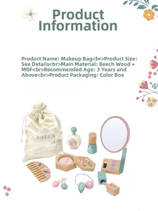 Detail of wooden makeup toy set made from premium beech wood for kids aged 3 plus