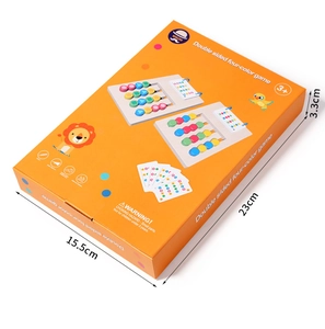 Detailed packaging of 23cm x 15.5cm x 3.3cm for the wooden double-sided four-color game