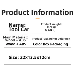 Specifications of wooden fire truck toy including 0.76kg weight and 22x13.5x12cm dimensions