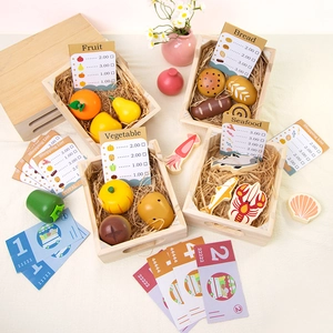 Ensemble De Jouets De Simulation De Supermarché En Bois Montessori Éducatif Fruits Légumes Coupe Aliments Jouet Pour Enfants