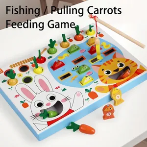 Jouet Éducatif Montessori en Bois Pêche Magnétique Jeu de Carottes Cognition Numérique Jouet Préscolaire Pour Enfants