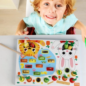 Jouet éducatif Montessori en bois pour enfants avec pêche magnétique et récolte de carottes