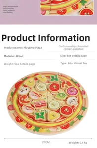 Detail of wooden play pizza set featuring realistic toppings and smooth rounded edges