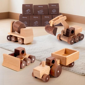 Nordic Natural Wood Construction Vehicle Toy Model For Toddlers Children Educational Minimalist Wooden Toy Cars Home Decor