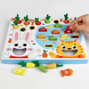 Jeu de pêche et récolte de carottes en bois Montessori pour la motricité des enfants