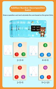 Detailed educational view of wooden addition board and colorful math learning discs