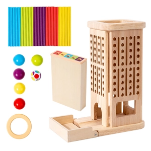 3-in-1 wooden stick game and color recognition puzzle toy for early childhood development