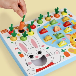 Jeu de pêche et récolte de carottes en bois Montessori pour l'éveil cognitif des enfants