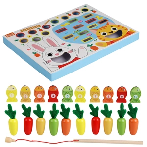 Jeu de pêche magnétique et puzzle de carottes en bois pour l'éveil des jeunes enfants