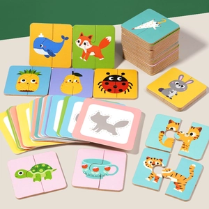Kids animal matching shadow puzzle game set with thick cards for cognitive learning