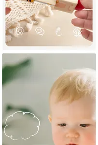 Close-up of baby wooden sensory rotating puzzle blocks for fine motor skills training