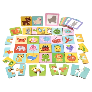 Educational animal matching puzzle cards for children shadow pairing logic game set