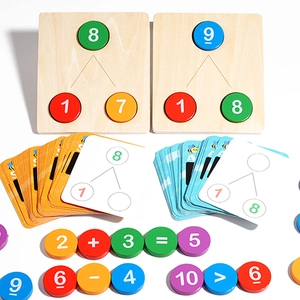 Wooden math logic toy set with number decomposition boards and colorful counting pieces