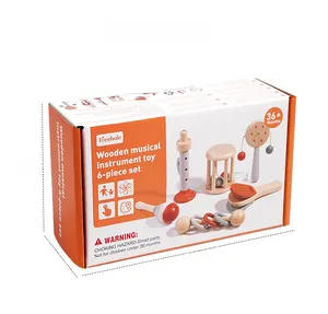 Detailed packaging view of 6-piece wooden Orff instrument set for infant early learning