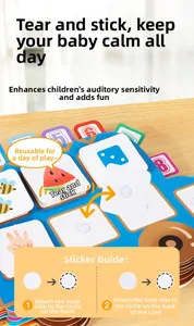Détail d'un livre calme Montessori avec chiffres et autocollants velcro sur bois