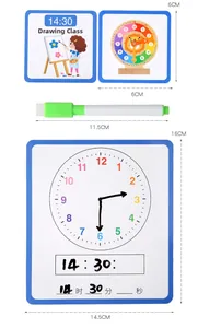 Educational wooden clock set with markers and flashcards for learning time in detail