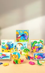 Detailed collection of 3D wooden dinosaur puzzles including Ankylosaur and Brachiosaurus