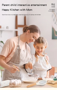Kids wooden kitchen set with stainless steel whisk, rolling pin and sifter for baking fun