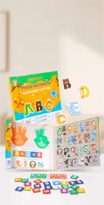 Detailed view of magnetic Montessori math toy showing finger counting and animal alphabet tiles