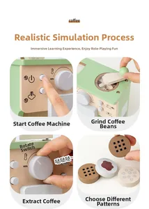 Détails de la machine à café interactive en bois pour jeux d'imitation d'enfants