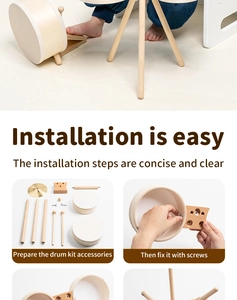 Detailed assembly steps and installation guide for children wooden drum set with hardware