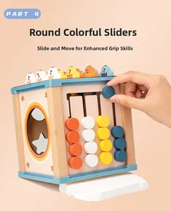 Détail du cube d'activité Montessori avec curseurs colorés pour la motricité