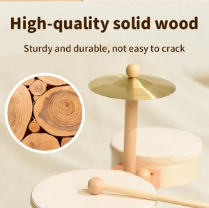 Close-up showing the dense grain and texture of premium solid wood on the drum set