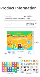 Detailed size specifications for Montessori magnetic finger math and alphabet learning toy set