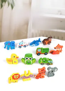 Detailed close-up of colorful wooden alphabet blocks featuring animal shapes for early learning